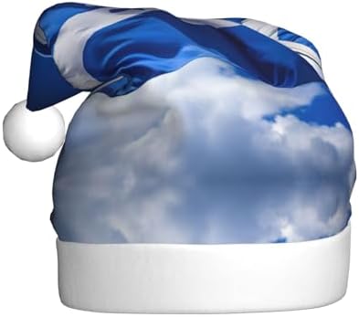 Blue Honduras Flag Santa Hat for Christmas Party Adult Plush