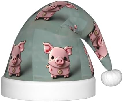 Pink Pig Print Christmas Santa Hat Small Size