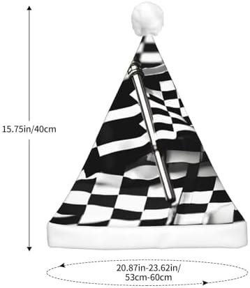QinZheng LED Christmas Santa Hat with Checkered Flags Design