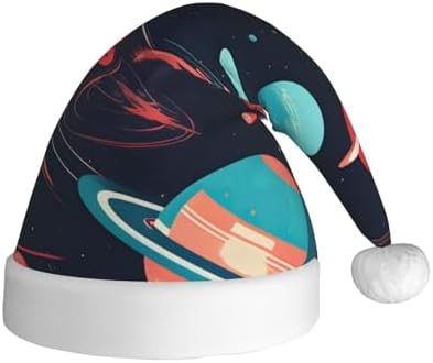 QinZheng Space Planets Print Santa Hat for Women