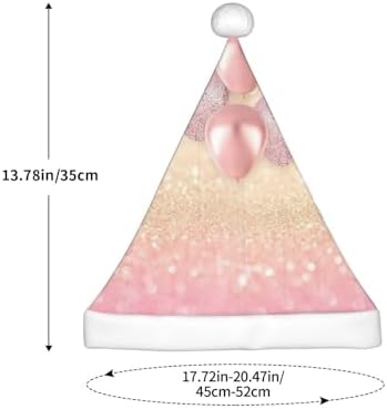 Pink Glitter Balloon Print Santa Hat Small Size