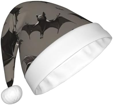 Halloween Bats Grey Santa Hat for Adults