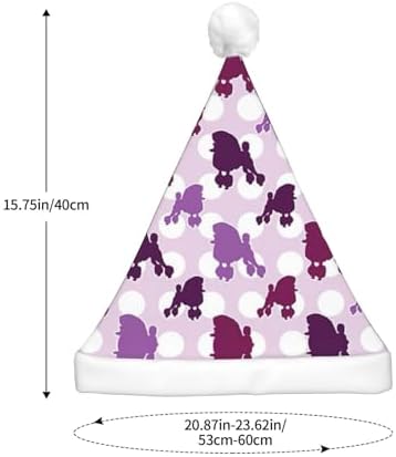 Purple Poodle Polka Dot Christmas Santa Hat for Adults
