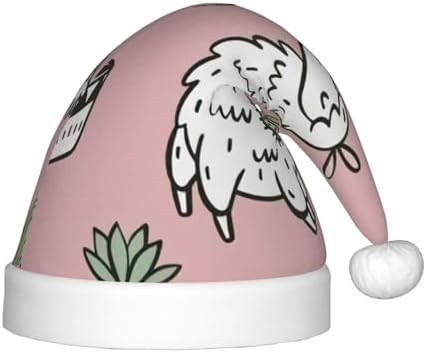 Alpaca and Cactus Print Christmas Santa Hat Small Size 1
