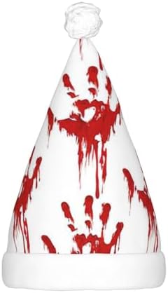 QinZheng LED Bloody Handprints Christmas Santa Hat for Adults