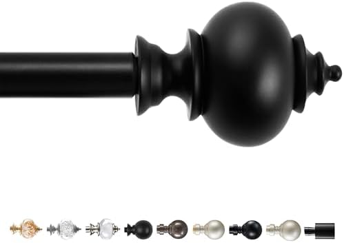 Deconovo Heavy Duty Black Curtain Rod Adjustable 48-84 Inch