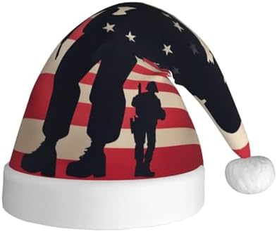 US Military Soldiers Patriotic Christmas Santa Hat Plush for Adults