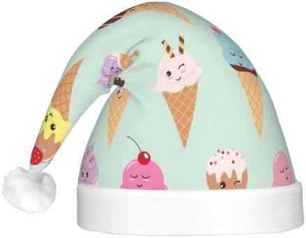 Ice Cream Cones Christmas Santa Hat Plush LED Light Up for Adults