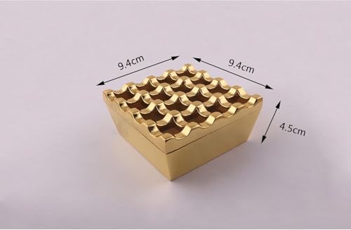 Gold Windproof Ashtray with 16 Holes for Cigarettes and Cigars