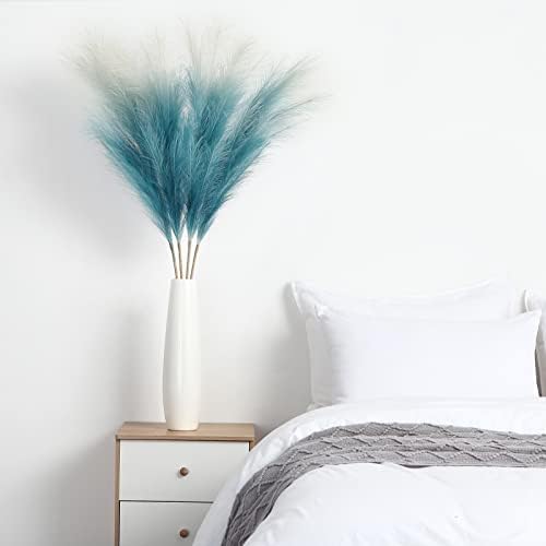 GAOMON 4pcs Gradient Blue Faux Pampas Grass Decor