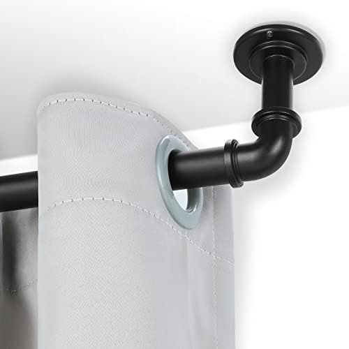 OLV Black Industrial Curtain Rods 48-84 Inch