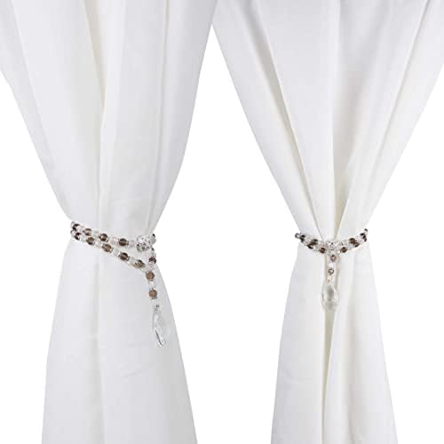 SUQ I OME Magnetic Crystal Beaded Curtain Tieback Gray