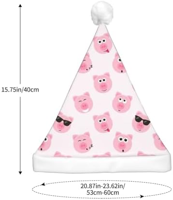 Funny Pink Pig Face Christmas Santa Hat Plush Light Up for Adult