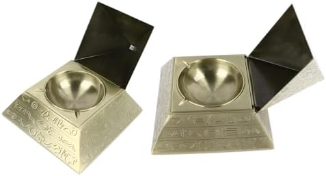 Zerodis Metal Pyramid Ashtray with Cover Windproof Small