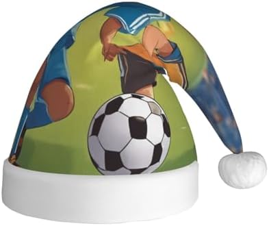 Personalized Santa Hat for Boys 03 Soccer Print Christmas Headwear