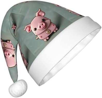 Pink Pig Print Christmas Santa Hat Small Size