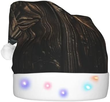 QINZHENG LED Christmas Santa Hat with Wooden Door Print