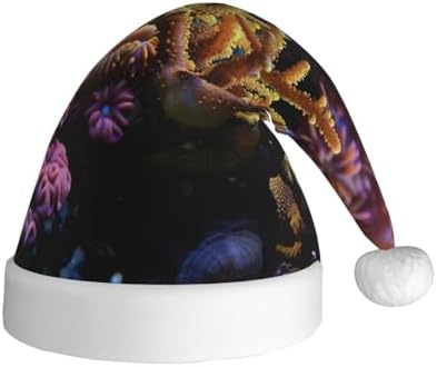Coral Reef Christmas Santa Hat Plush for Adults