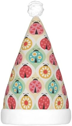 Ladybugs Cartoon Christmas Santa Hat Plush Light Up for Adults