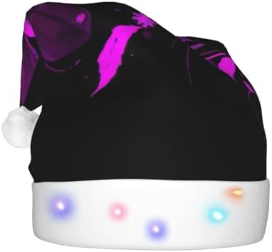 QINZHENG Purple Black Butterfly Print LED Santa Hat for Christmas Halloween Party