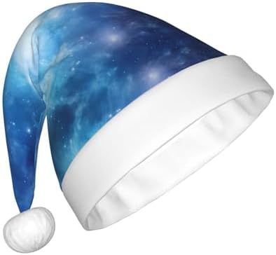 Blue Galaxy3 Print Christmas Santa Hat Plush Funny Adult Party