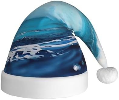 Big Ocean Wave HD Print Christmas Santa Hat Plush Comfortable