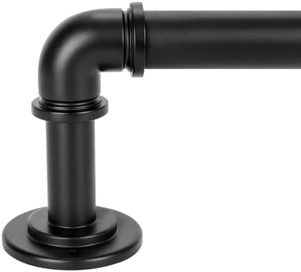 OLV Black Industrial Curtain Rods 48-84 Inch