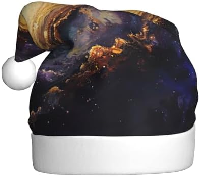 Galaxy Print Christmas Santa Hat Plush for Adults