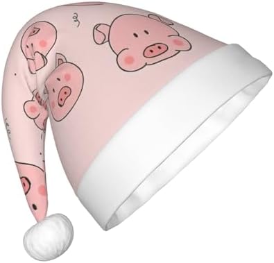 Pink Cute Pig Print Christmas Santa Hat Small Size