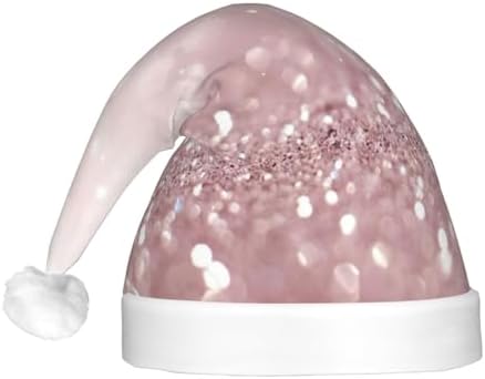 Pink Glitter Print Light Up Christmas Santa Hat for Adults