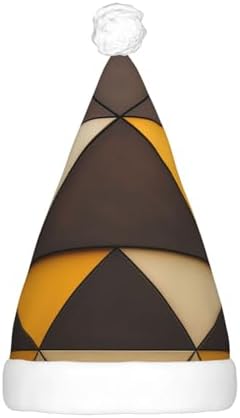 QINZHENG LED Santa Hat with Yellow Brown Triangles Print for Christmas Party