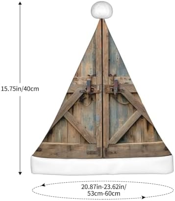 Barn Door Print Christmas Santa Hat Plush for Adults