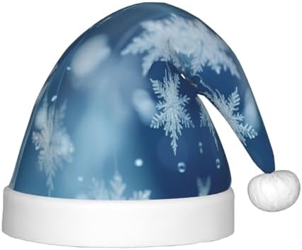 Blue Christmas Snowflake Print Santa Hat Small Size 1