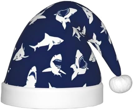 Shark Pattern Christmas Santa Hat Small Size Funny Plush