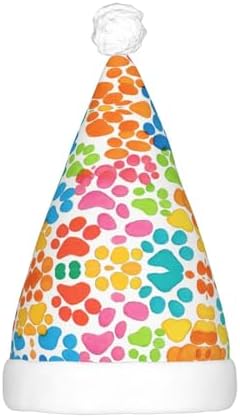 Bear Paw Print Christmas Santa Hat Plush Light Up Funny Adult Hat