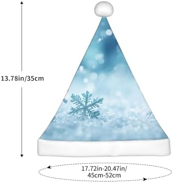 Blue Christmas Snowflake Print Santa Hat Small Size