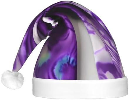 Purple Tie Dye Flower Print Christmas Hat with LED Lights