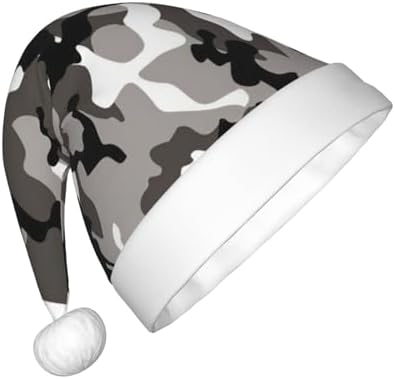 Zkyfll Christmas Santa Hat with Grey White Camo Print