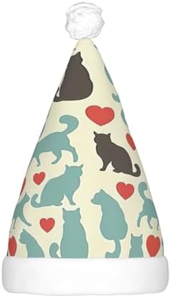 QINZHENG LED Kitty Print Christmas Santa Hat for Adults