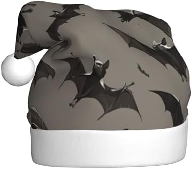 Halloween Bats Grey Santa Hat for Adults