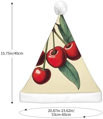 QINZHENG Red Cherry Print LED Santa Hat for Adults