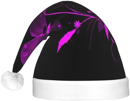 QINZHENG Purple Black Butterfly Print LED Santa Hat for Christmas Halloween Party