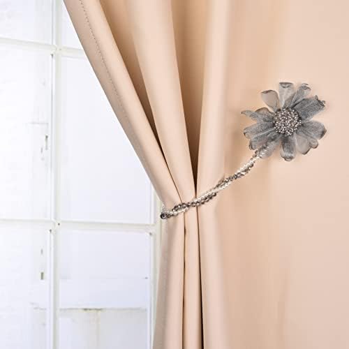 SUQ I OME 2 Pack Crystal Flower Magnetic Curtain Holdback