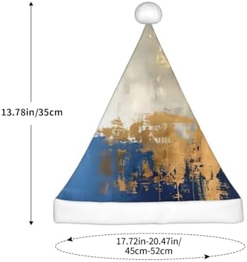 Gold Blue White Print Christmas Santa Hat Small Size 1