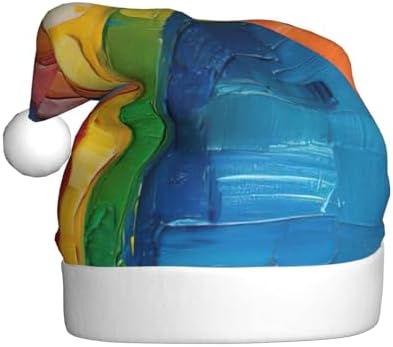 QINZHENG Personalized Santa Hat with Rainbow Print