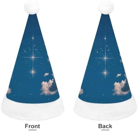Santa Hat Navy Blue With Stars Christmas Party Headwear