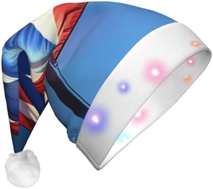 QINZHENG LED Christmas Santa Hat with PUERTO RICO Wallpaper Flag Print