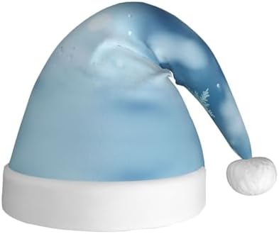 Blue Christmas Snowflake Print Santa Hat Plush