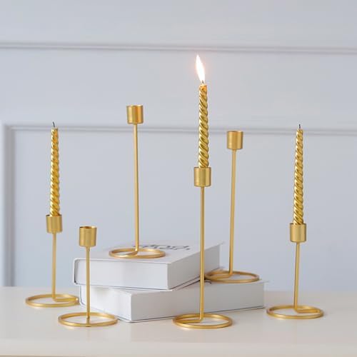 Black Brass Taper Candlestick Set of 6