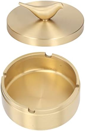 GLOGLOW Gold Ashtray with Lid 4 Slots Brass Decorative